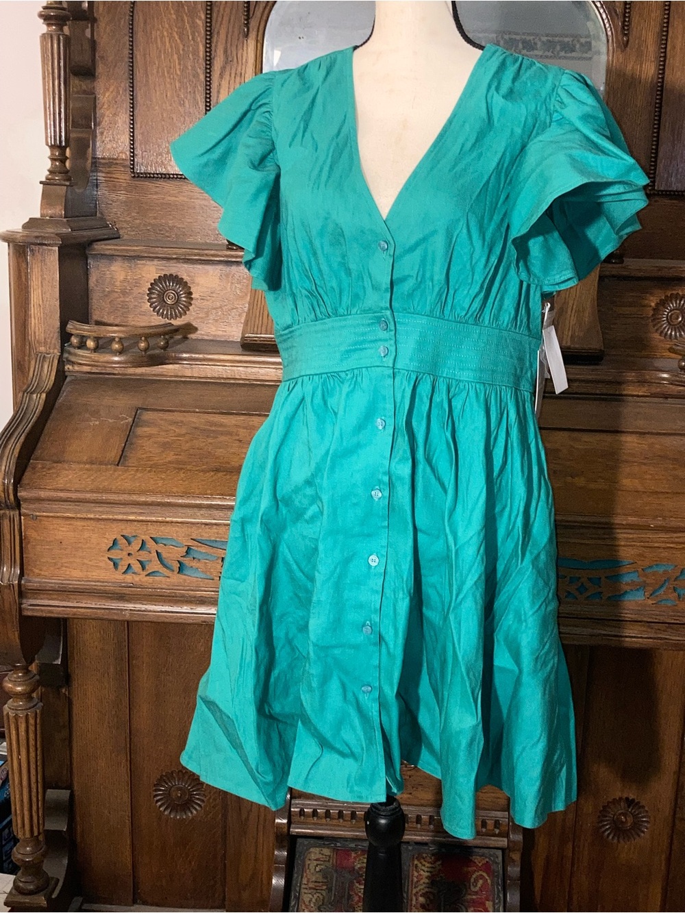 NWT Chelsea28 button front linen blend dress large